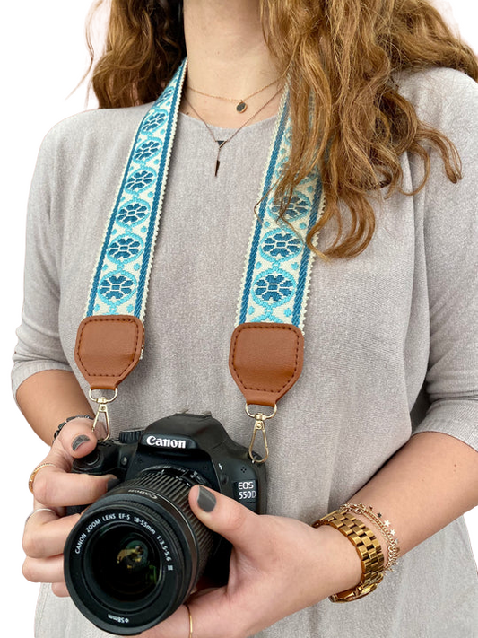 patterned camera strap